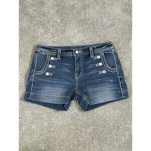 Miss Me Size 31 Demin Trouser Shorts Sailor Button Pocket White Contrast Stitch